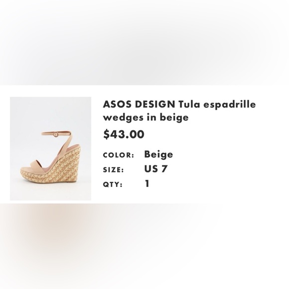 ASOS Design Tula Espadrille Wedges in Beige - Picture 4 of 4